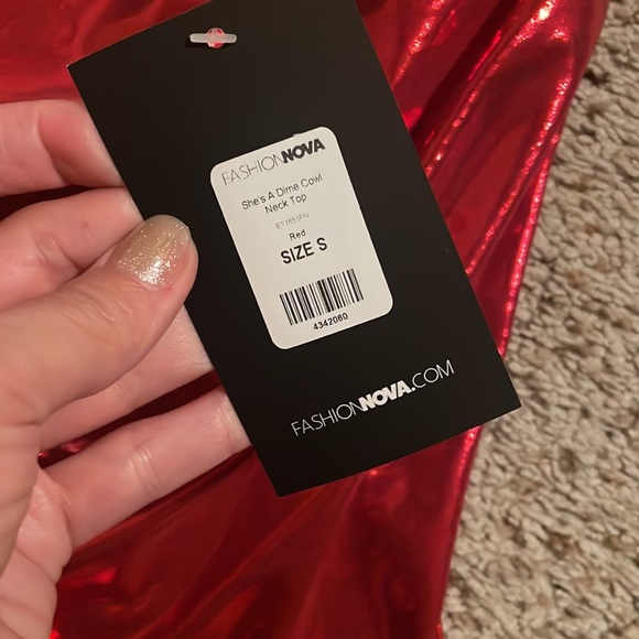 Fashion Nova, chrome red Tank top, never worn, new, size small, adjustable - Picture 2 of 9
